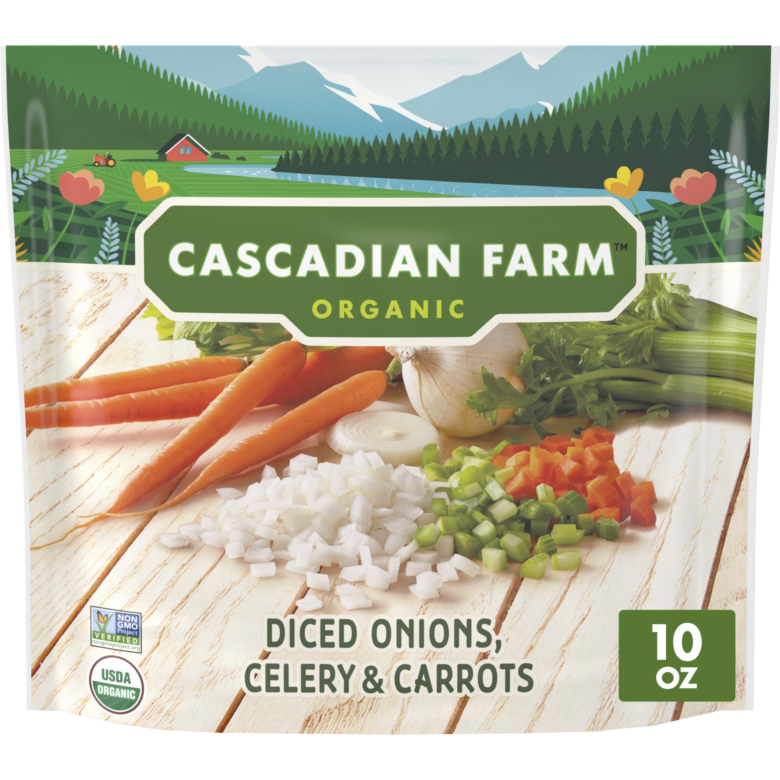 Organic Mirepoix with Diced Onions, Celery & Carrots - Cascadian Farm, 10 oz | Perfect for Soups, Stews & Slow Cooker Meals