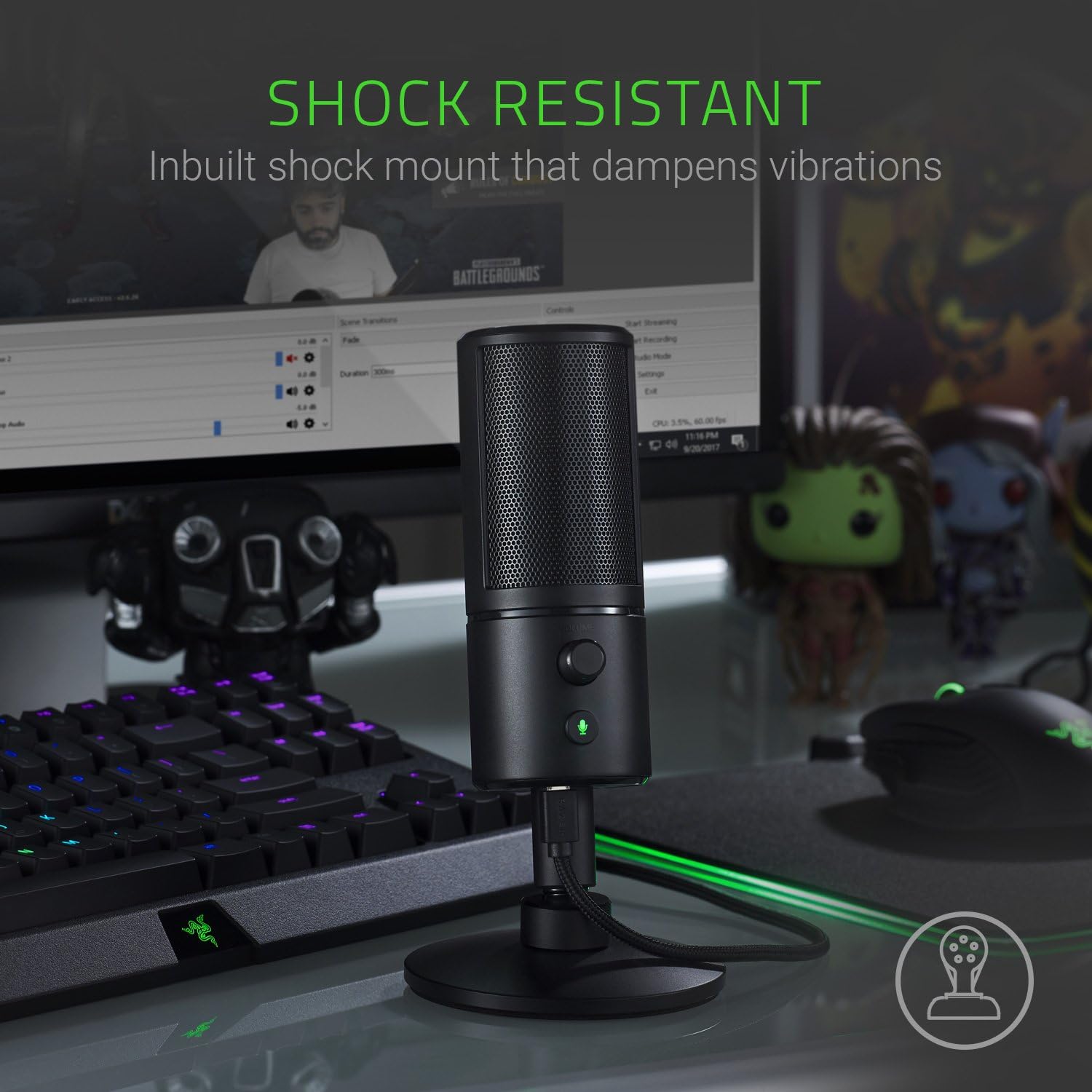 Razer Seiren X USB Condenser Microphone for Streaming, Podcasting & Gaming - Professional Studio-Quality Sound for Twitch, YouTube & Discord (Black)