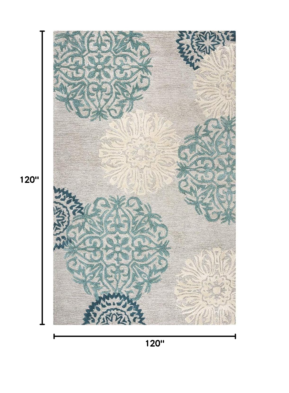 Rizzy Home Alora Decor 10' Round Hand-Tufted Area Rug in Blue, Gray & Rust - Perfect for Living Room, Bedroom or Office Decor