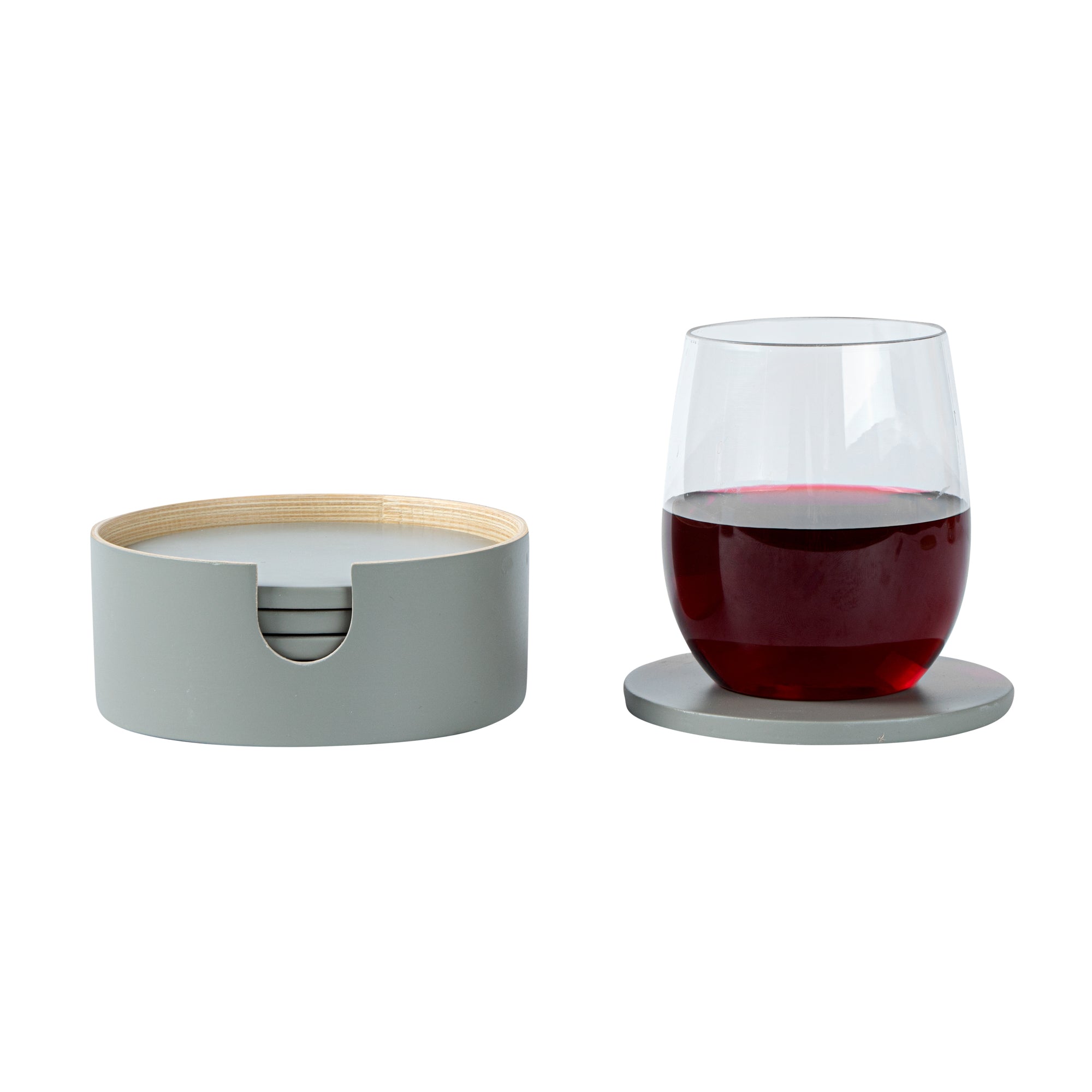 Bambuddha Gray Bamboo 6-Piece Coaster Set with Holder - 4