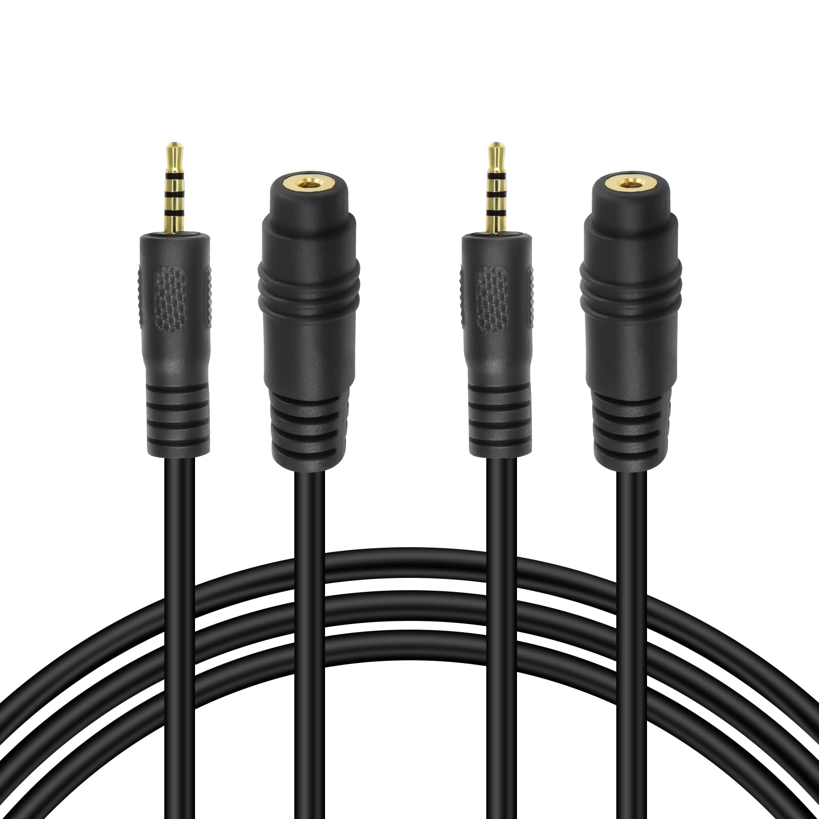 2.5mm Male to Female Stereo Audio Extension Cable - 2-Pack 1.8M TRRS Headphone Mic Adapter for Smartphones, Headsets, Gaming Headsets - Perfect for Home Office, Gaming Setup & Mobile Devices