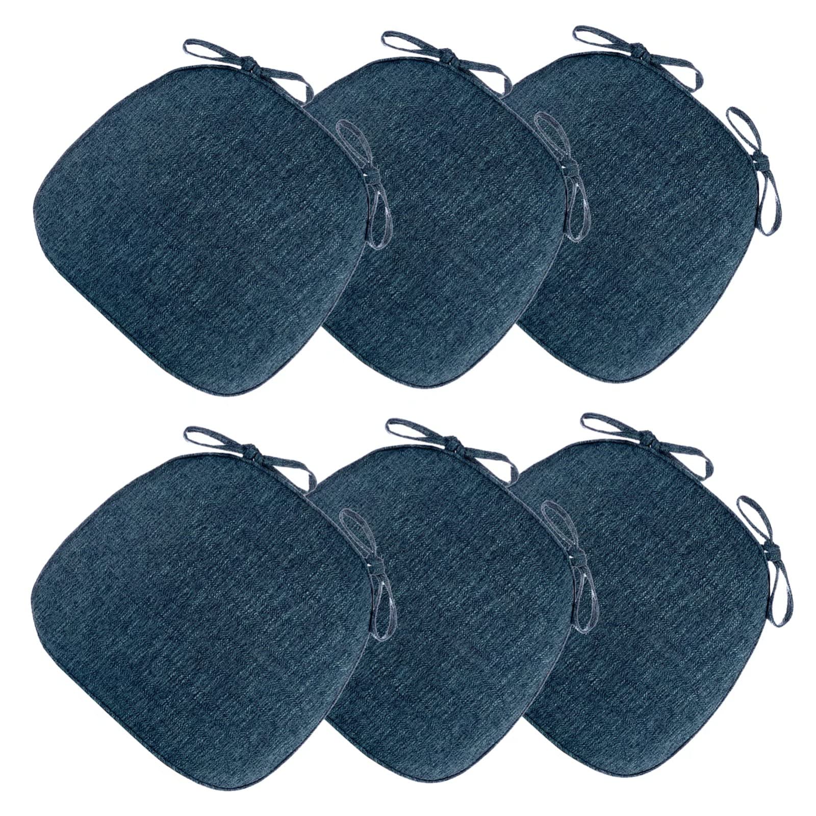 Premium U-Shaped Kitchen Chair Cushions Set of 6 - Washable & Detachable Dining Room Seat Cushions with Zipper (Blue) - Perfect for Home, Restaurant, and Office Comfort
