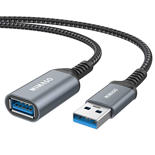 NIMASO 1.5FT USB 3.0 Extension Cable - High Speed Data Transfer (5Gbps) Male to Female Extender Cord - Compatible with Webcams, Game Controllers, Keyboards, Printers & External Hard Drives - Perfect for Home Office, Gaming Setup & Computer Workstations (Grey)