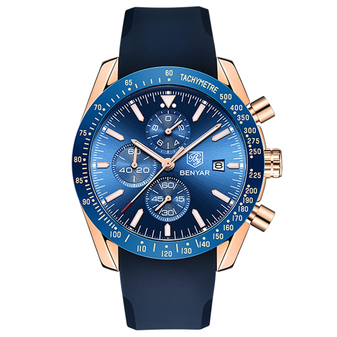 BENYAR Men's Analog Chronograph Watch - Waterproof Quartz Movement, Brown Leather Strap for Sports, Business & Casual Wear | Perfect for Outdoor Activities, Office & Daily Use