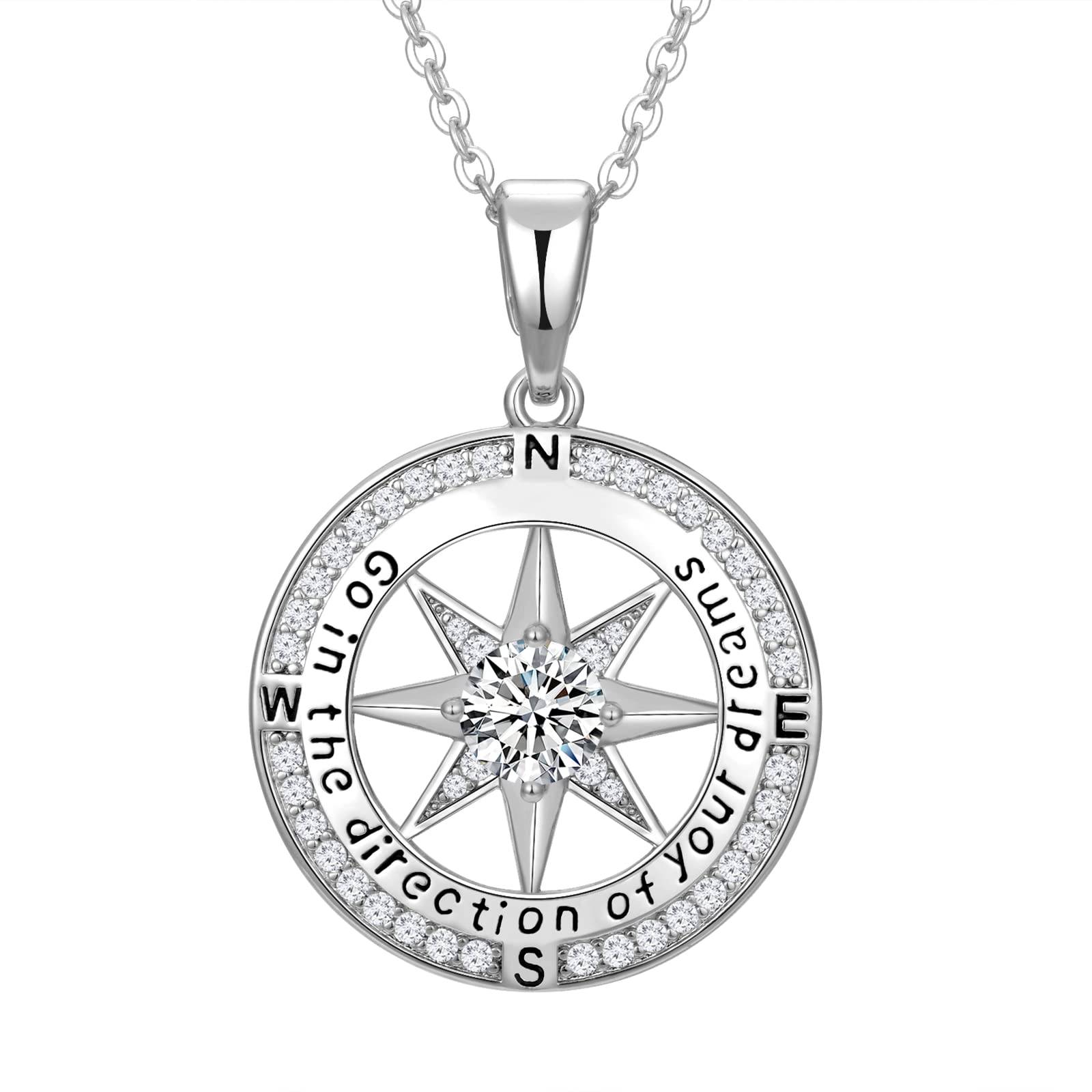 Graduation Gifts for Women - 18K Gold Filled 925 Sterling Silver Inspirational Compass Necklace Jewelry for High School & College Graduates - Perfect Gift for Friends & Daughters with Congrats Grad Box & Gift Card - Ideal for Commencement Ceremonies, Graduation Parties & Special Occasions