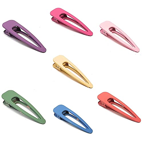 BAKEFY 7PCS Matte Colorful Alligator Hair Clips - Metal Hollow Hair Pins Barrettes for Women & Girls - DIY Resin Hair Accessories for School, Party, Wedding & Everyday Styling