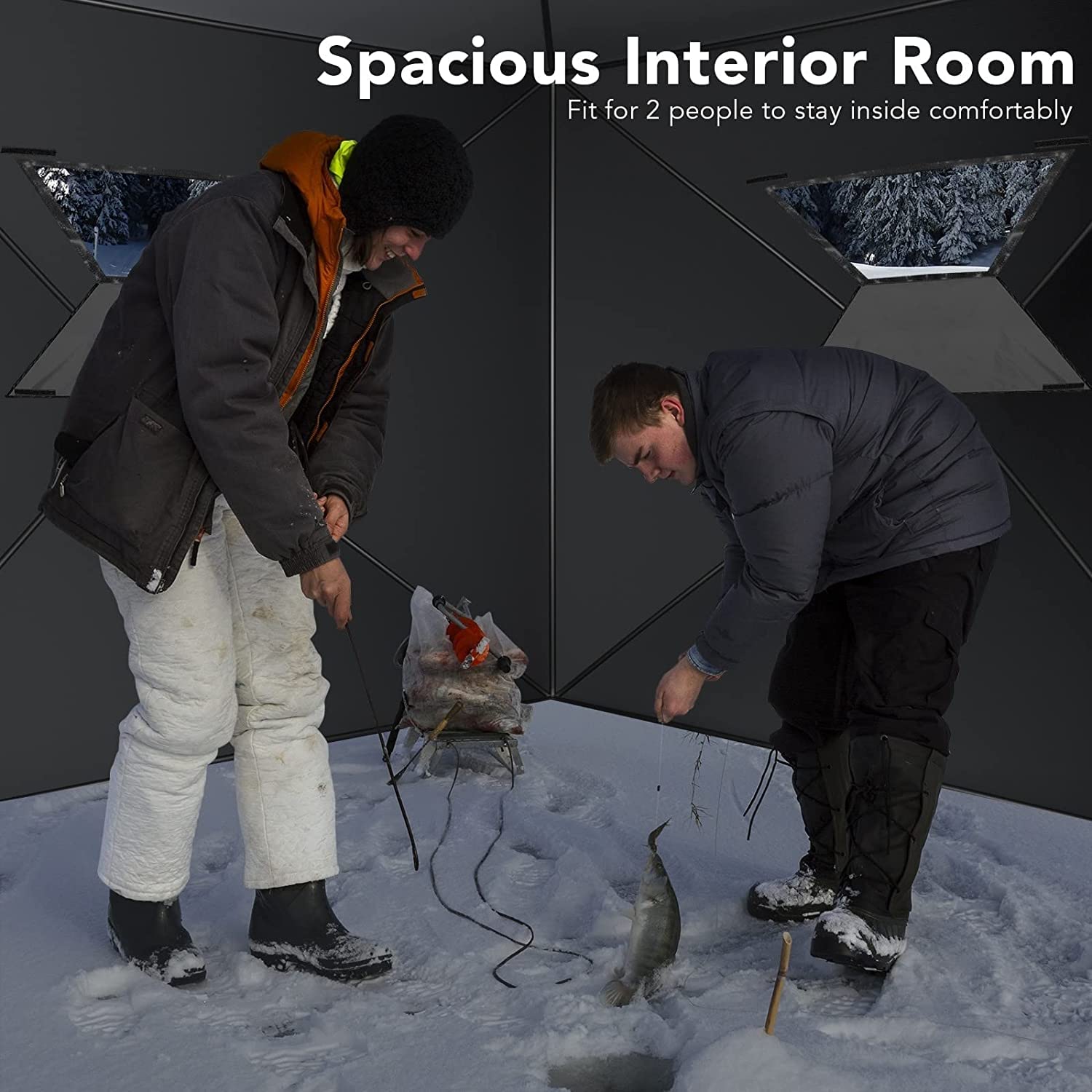 Hysache Portable Ice Fishing Shelter - Quick Setup 2-3 Person Winter Tent with Carry Bag, Windproof & Waterproof for Outdoor Fishing, Camping, Hunting - Perfect for Extreme Cold Weather Adventures