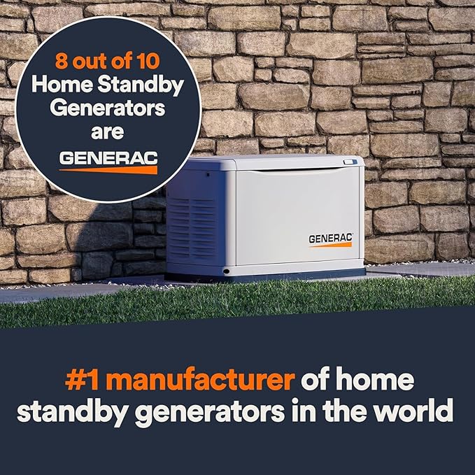 14kW/14kW Air Cooled Standby Generator with Aluminum Enclosure - 200A Service Entrance (Non-CUL) - Perfect for Home Backup Power During Outages & Emergency Power Supply