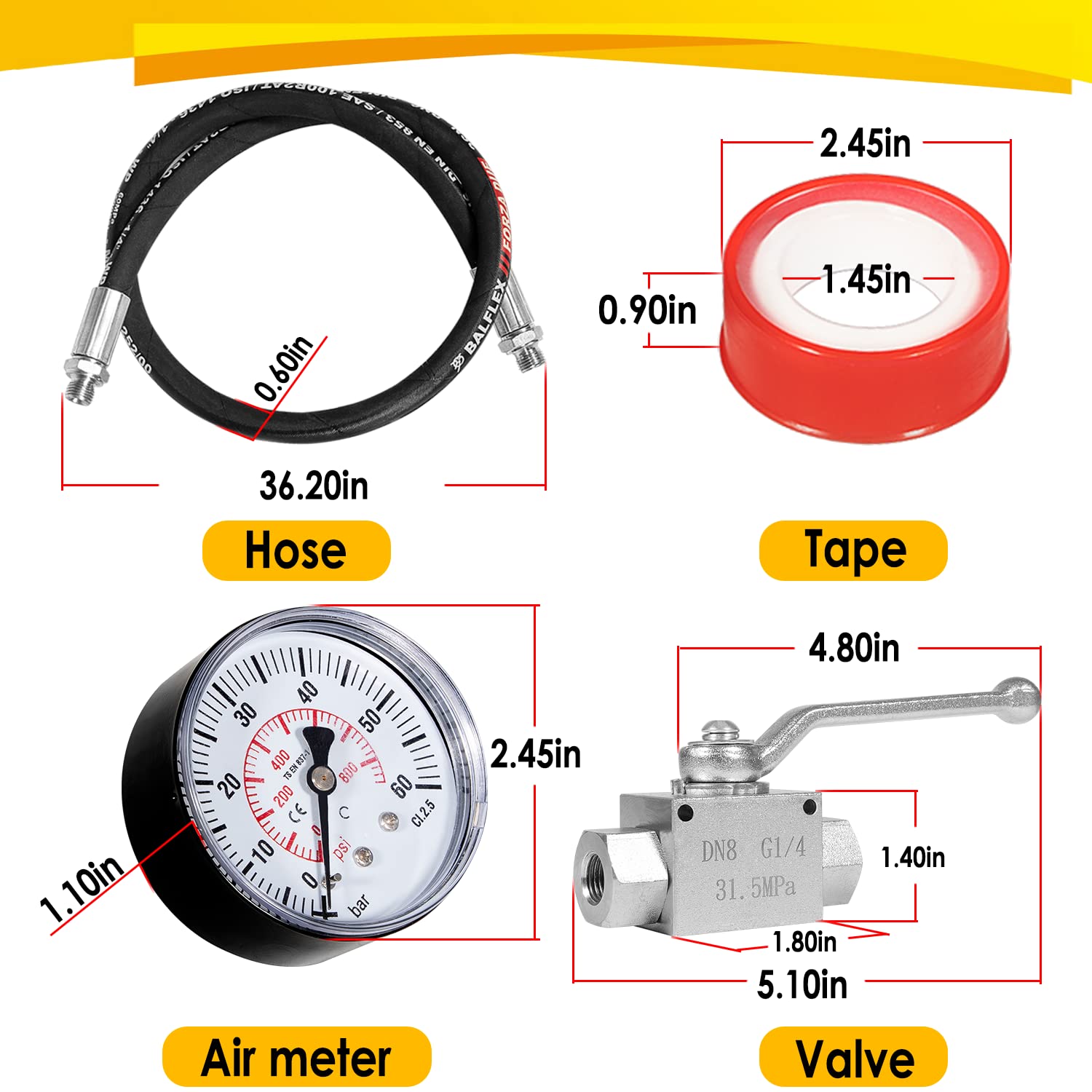 Ford 6.0L 7.3L Powerstroke High Pressure Oil System IPR Air Test Kit with Gauge - Diagnostic Tool for Diesel Engine Repair & Maintenance (Workshop/Garage Use)