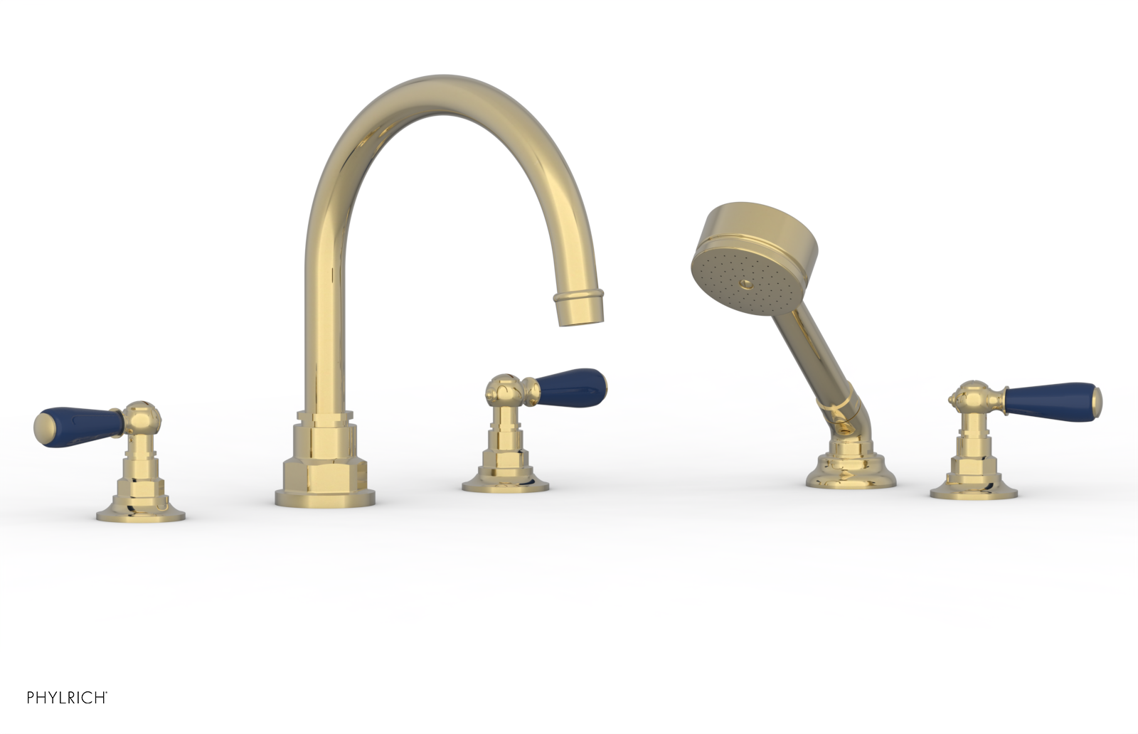 Jamestown Deck Tub Set with Hand Shower - Lever Handles & Navy Blue Accents - 165