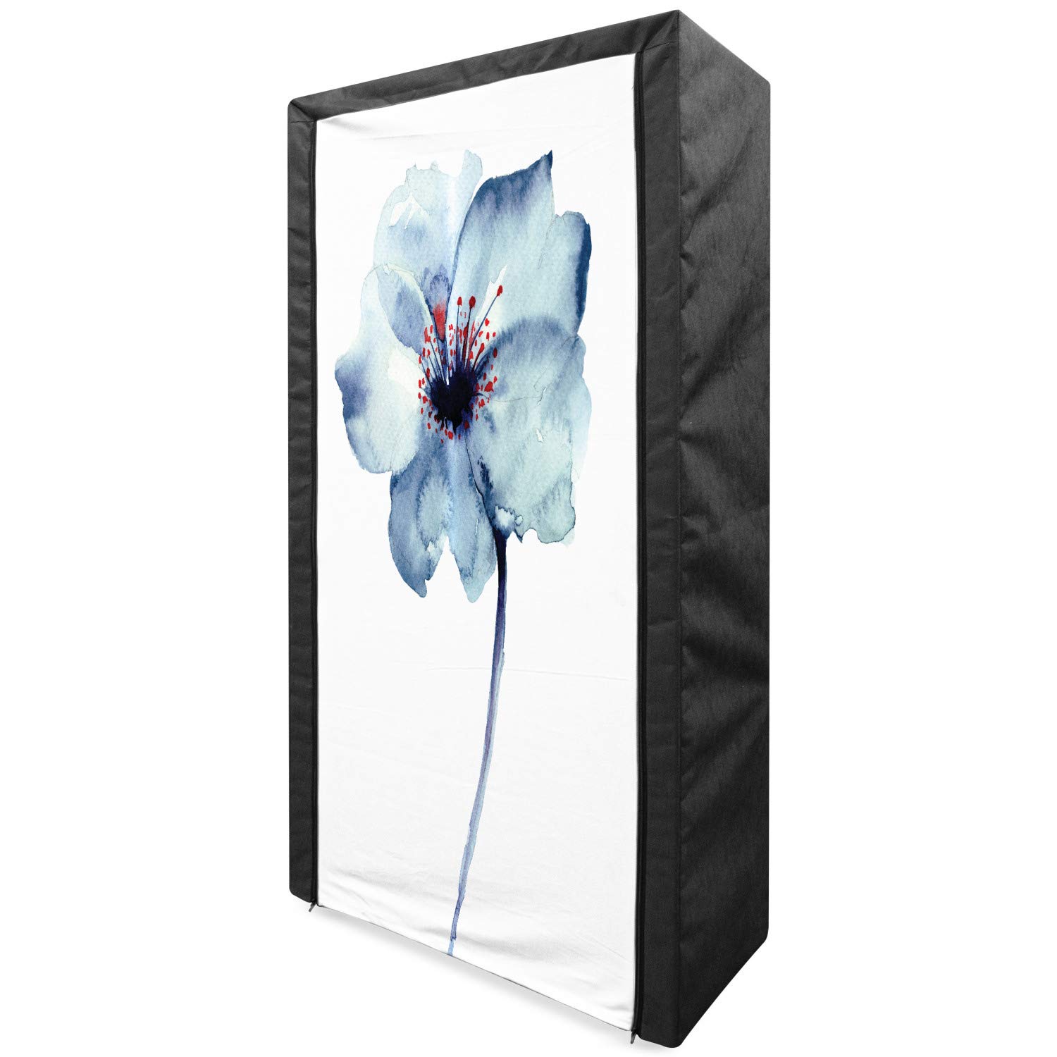 Ambesonne Watercolor Portable Fabric Wardrobe - Spring Floral Blue Tone Design, 33.5