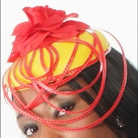 Elegant Yellow and Red Straw Fascinator Hat - Vintage Style Hair Accessory for Women - Perfect for Weddings, Tea Parties, and Special Occasions