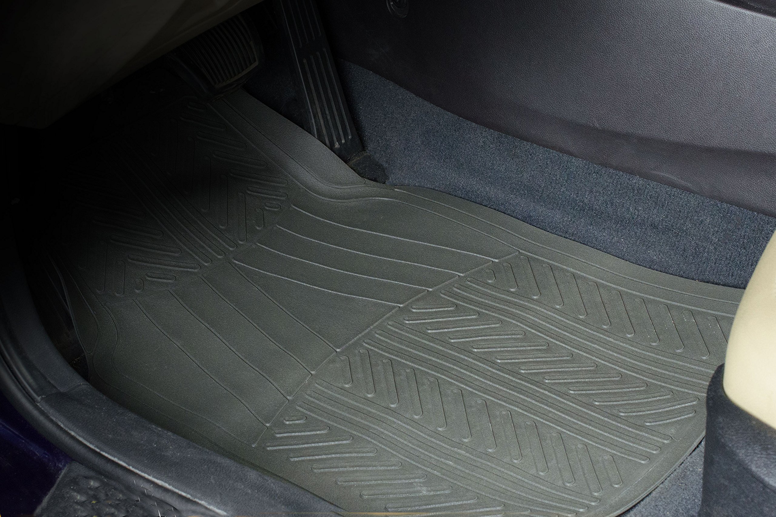 Armor All 78912 4-Piece Durable Grey Rubber Floor Mats - Perfect for Cars, Trucks, and SUVs
