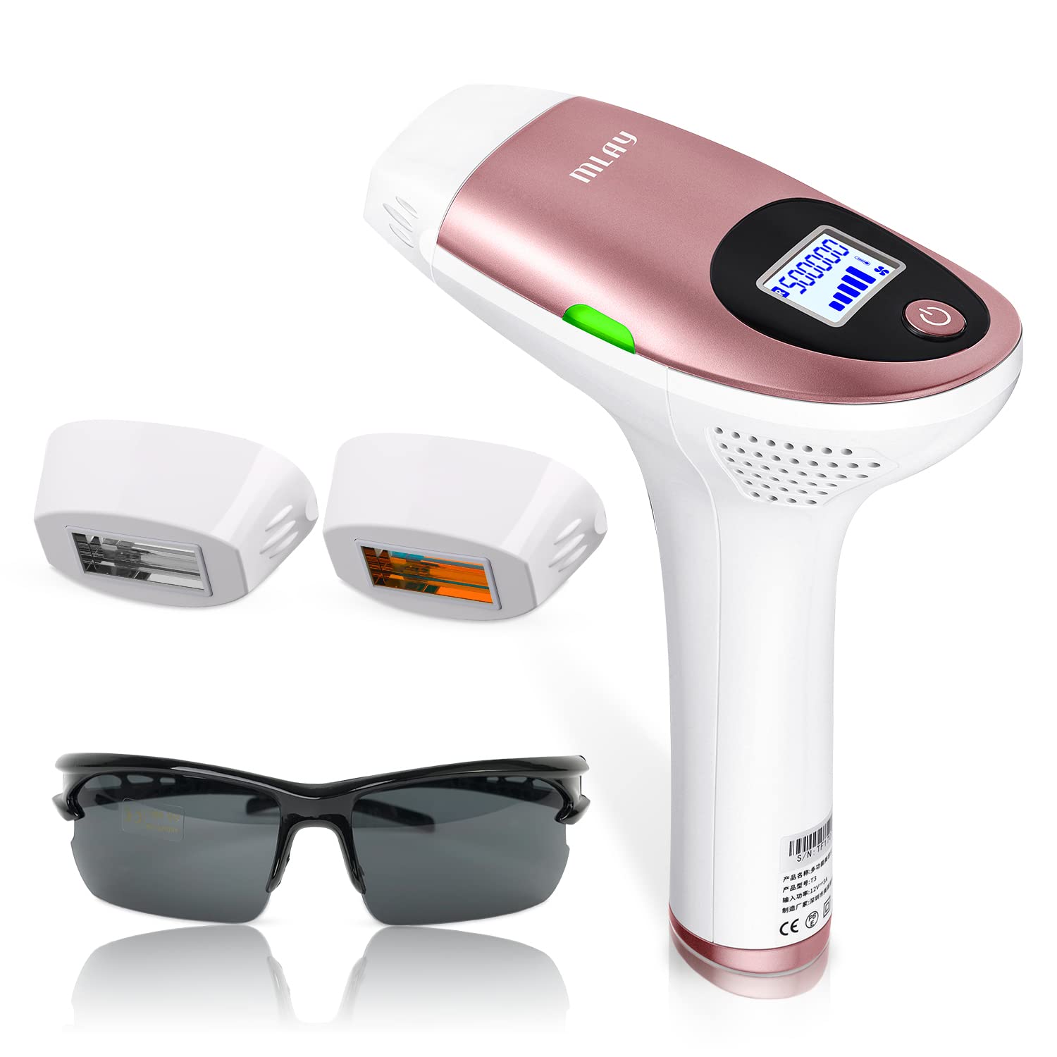 IPL Permanent Hair Removal Device for Women & Men - Painless At-Home Laser Hair Removal for Face, Upper Lip, Chin, Bikini Line, Legs & Body - Includes 1 Hair Removal Handset + 1 Shaving Razor + 1 Adapter - Perfect for Smooth Skin at Home, Salon-Quality Results
