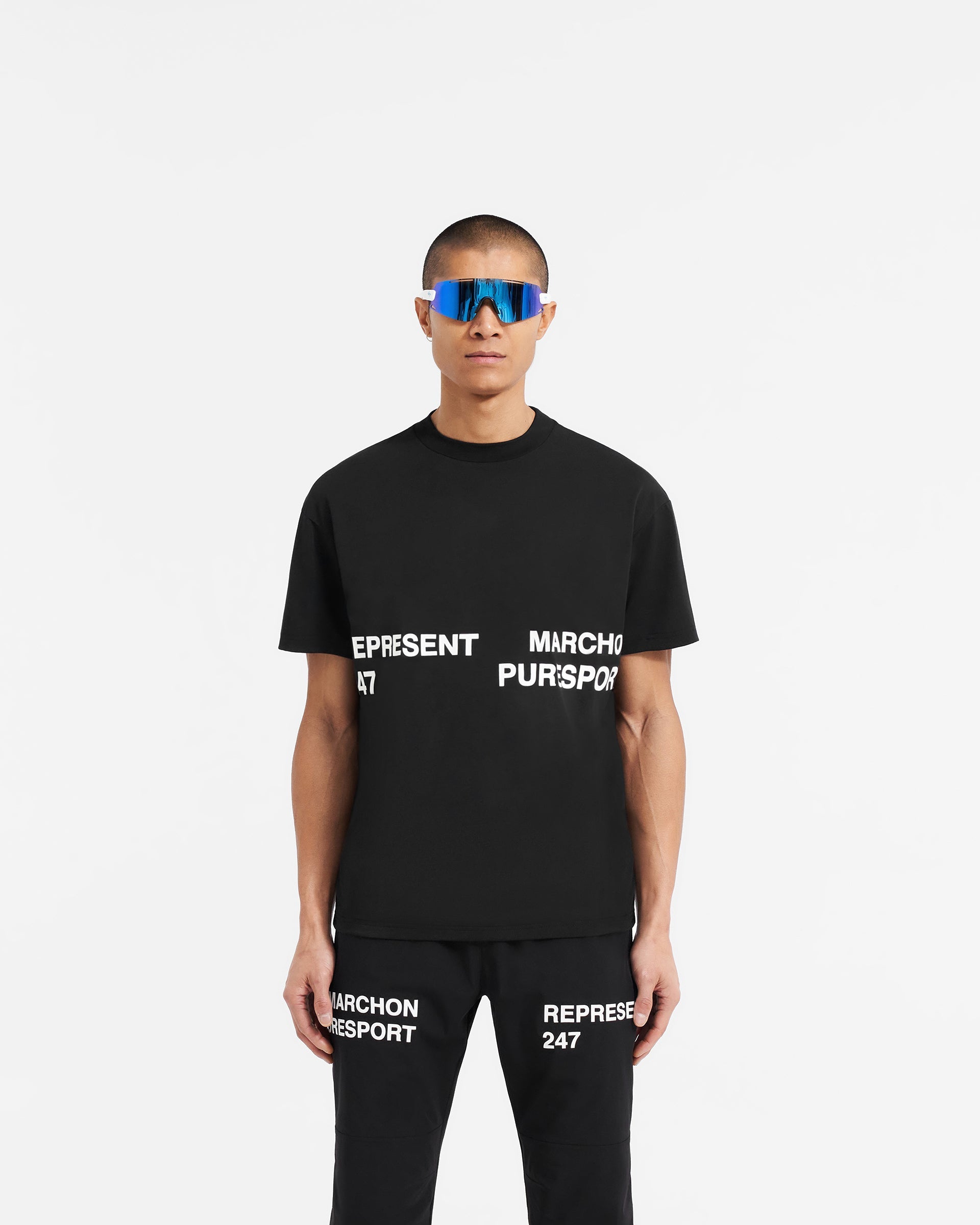 247 Marchon Puresport Performance T-Shirt for Men - Moisture Wicking Athletic Shirt, Breathable Workout Tee - Black - Perfect for Gym, Running & Outdoor Sports