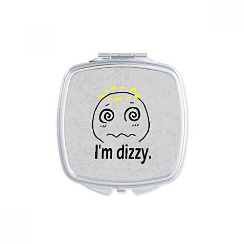 DIYthinker Dizzy Black Cute Happy Pattern Square Mirror - Portable Compact Pocket Makeup Mirror with Double Sided Glass - Perfect for Travel, Home Vanity & Handbag Essentials