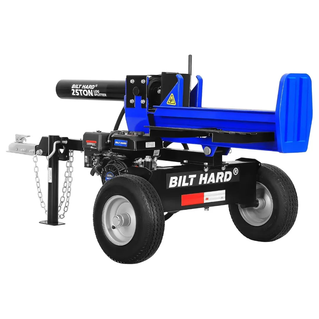 25 Ton Gas Powered Log Splitter - Horizontal/Vertical Wood Splitter with 209cc OHV Engine, 2 Ball Coupler & 16 DOT Tires | Heavy Duty Hydraulic Firewood Splitter for Home Heating, Landscaping & Fireplace Wood Preparation