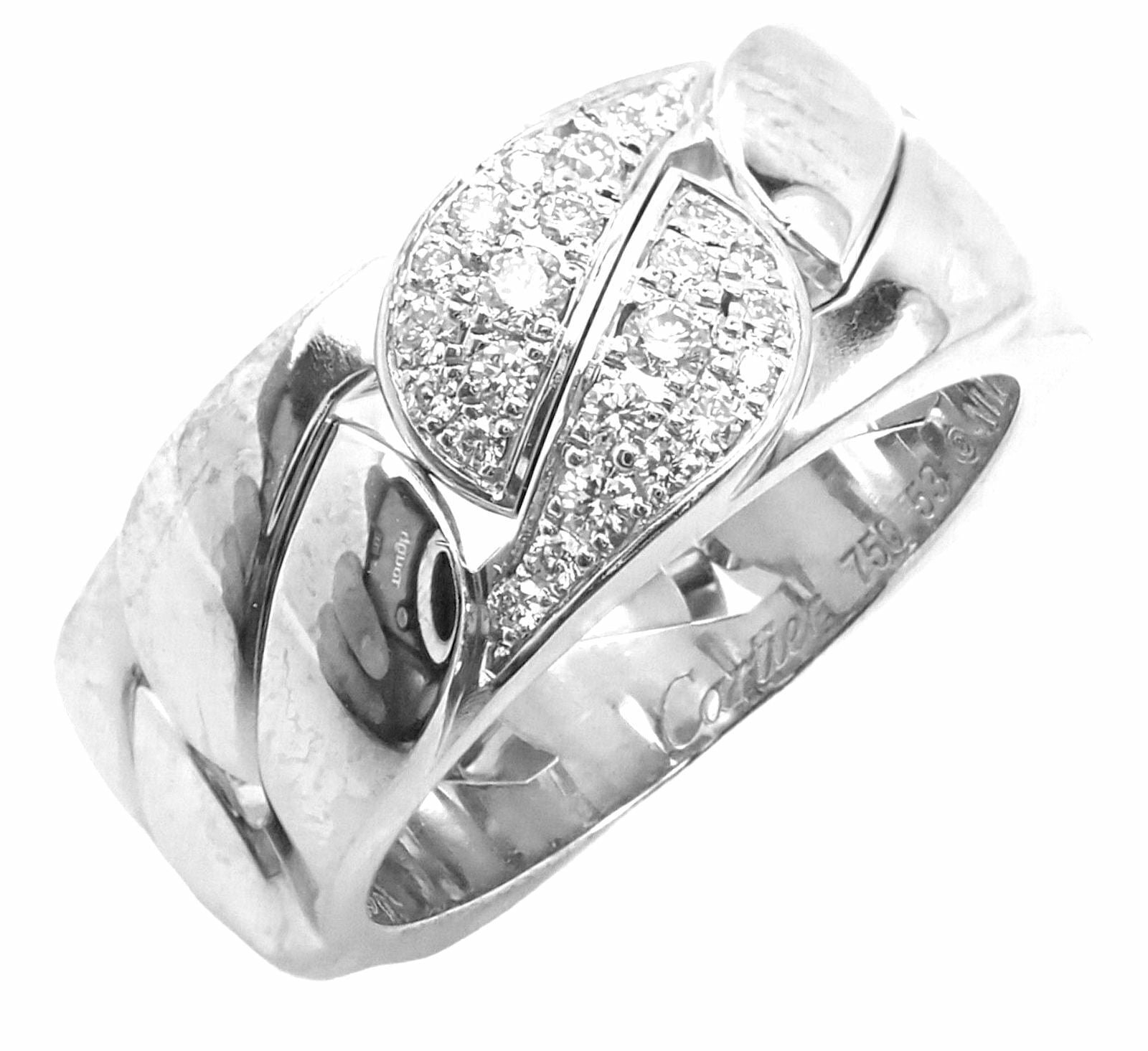 Authentic Cartier 18K White Gold Diamond La Donna Band Ring - Size 6 (EU 53) - Perfect for Weddings, Anniversaries & Luxury Gifts
