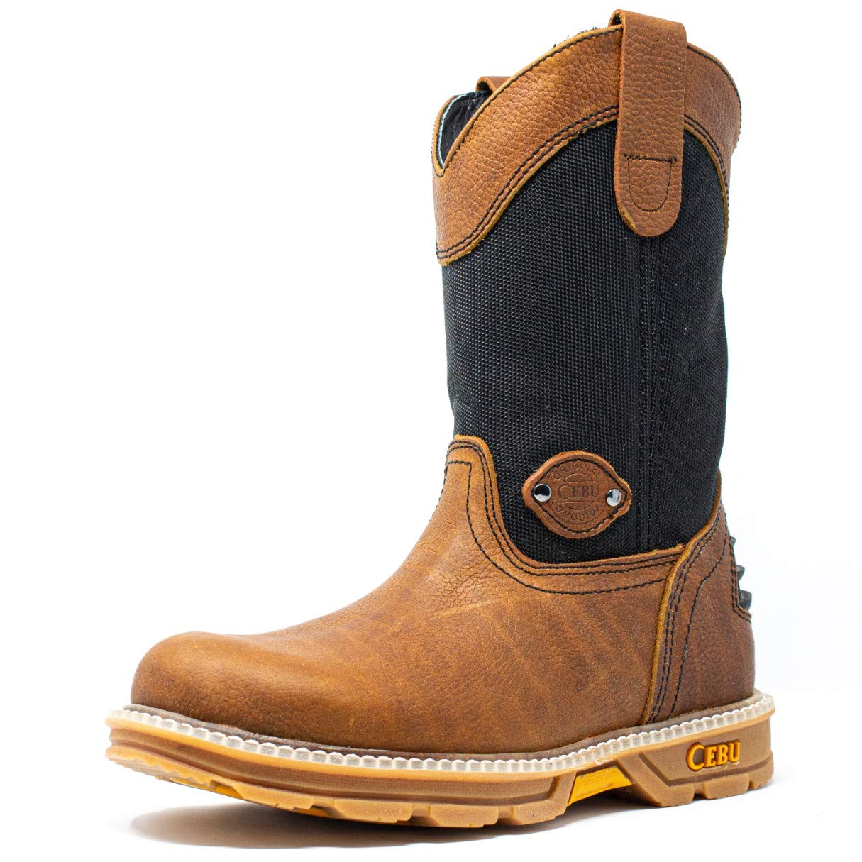 CEBU Men's HL100 Soft Toe Work Boots - 10 Inch Breathable Heavy Duty Safety Shoes, Oil & Acid Resistant, Slip Resistant, Pull-On Design for Warehouse, Construction, Manufacturing & Outdoor Work