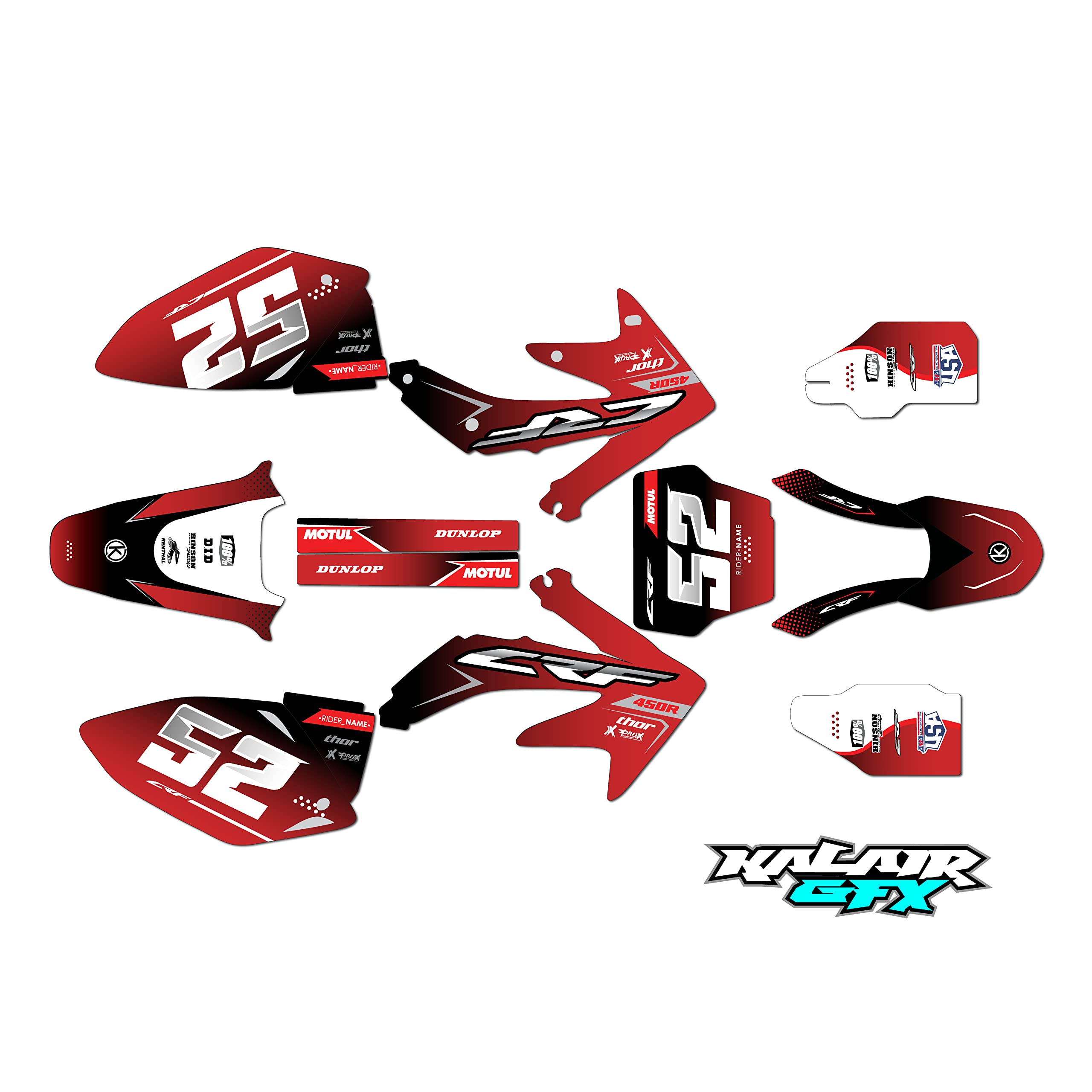 Honda CRF 450R (2005-2007) Ominous Series Red 09 Mil Graphics Kit - Dirt Bike Motorcycle Stickers, Motocross Racing Decals, No-Plastics Automotive Accessories for Pit Bike & Off-Road Riding