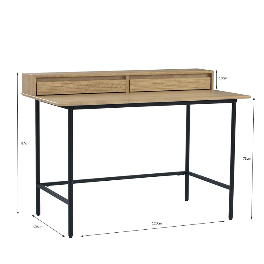 DOVER Study Desk 120cm - Natural & Black Home Office Desk for Students & Professionals - Perfect for Small Spaces, Bedrooms & Dorm Rooms