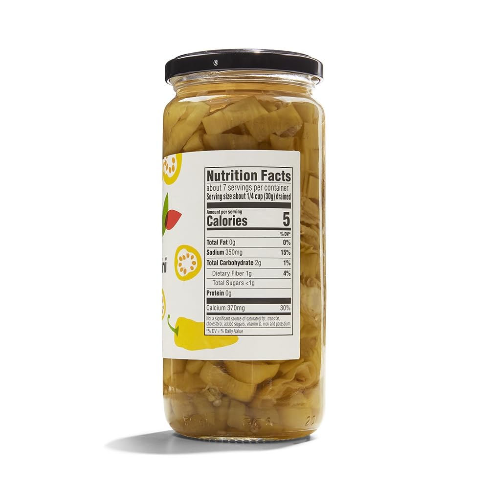 Organic Sliced Golden Pepperoncini Peppers by 365 Whole Foods Market, 15.5 oz (439g) - Perfect for Salads, Sandwiches, Pizza & Mediterranean Dishes | Great for Charcuterie Boards, Antipasto, Gourmet Cooking & Meal Prep | Ideal for Parties, Picnics, Healthy Snacks & Gifts | Non-GMO, Gluten-Free, Vegan-Friendly | Farm-Fresh Flavor for Home Chefs & Food Lovers