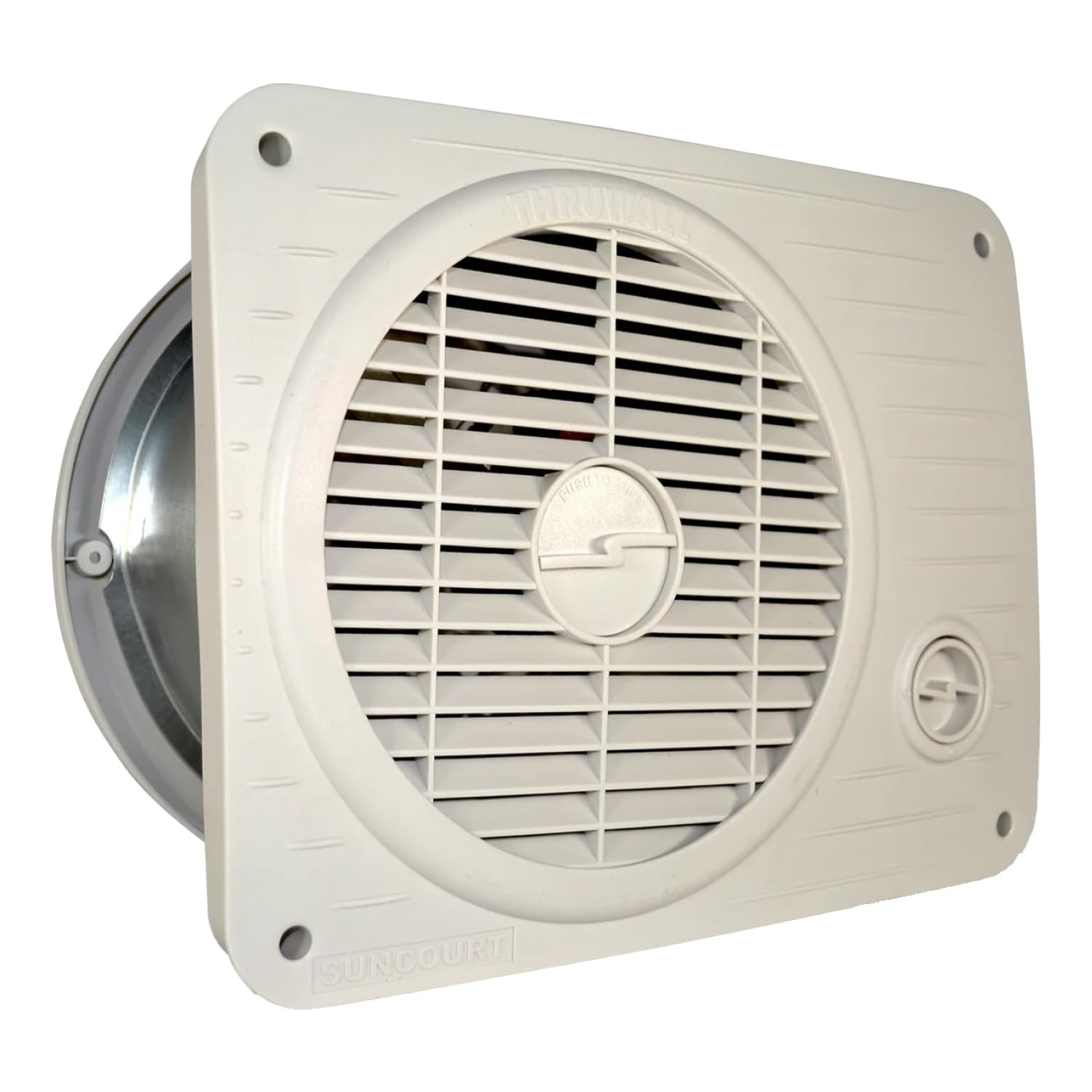 Suncourt TW208P 2-Speed Through Wall Ventilation Fan - Quiet Room-to-Room Air Transfer Booster for Improved Heating & Cooling - White - Perfect for Bedrooms, Offices and Basement Air Circulation