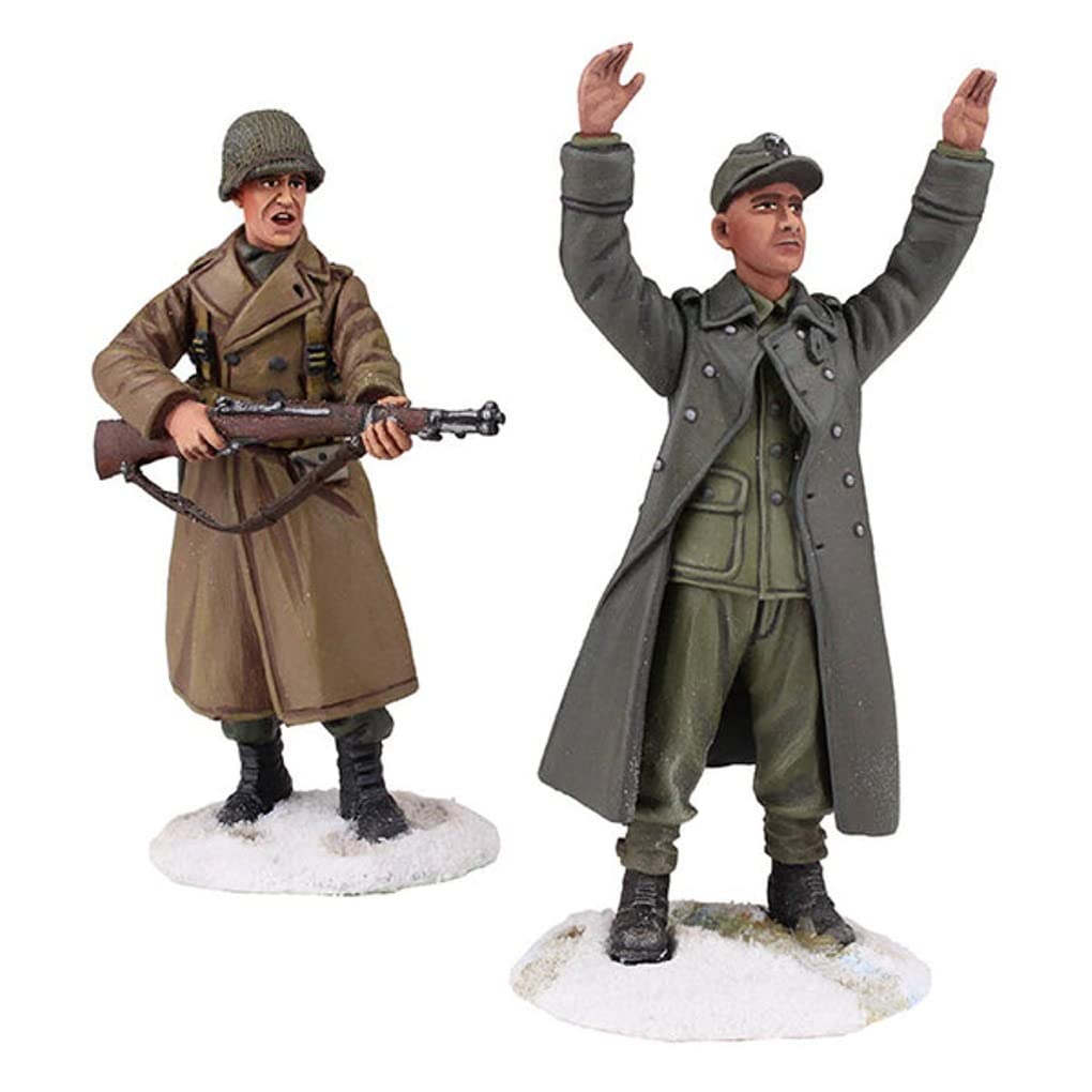 W. Britain 25034 WWII U.S. Infantry Soldier with M-1 Garand & German Prisoner - Keep Your Hands Up Kid Military Collectible Figure | Historical Diorama, Wargaming & Display Scenes