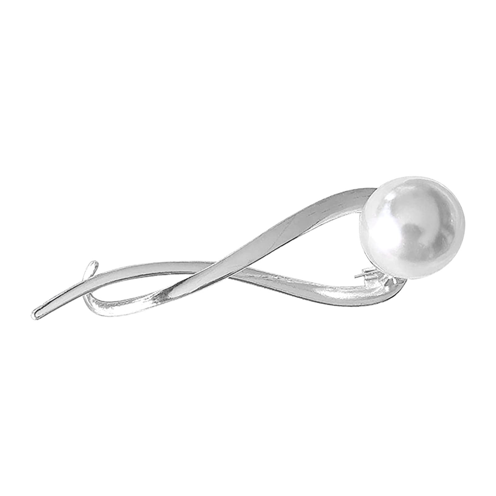 Minimalist Pearl Hair Clips for Women & Girls - Silver Moon Smile Hair Barrettes & Hair Pins - Perfect for Weddings, Parties & Everyday Elegance (One Size)