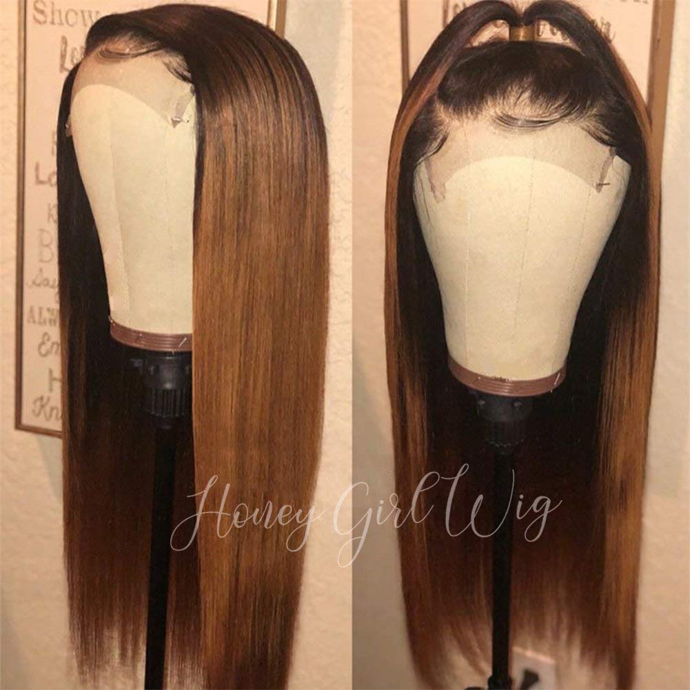 Ombre Blonde Human Hair Wig for Black Women - Glueless Lace Front Brazilian Virgin Hair Wig (1B/30, 14