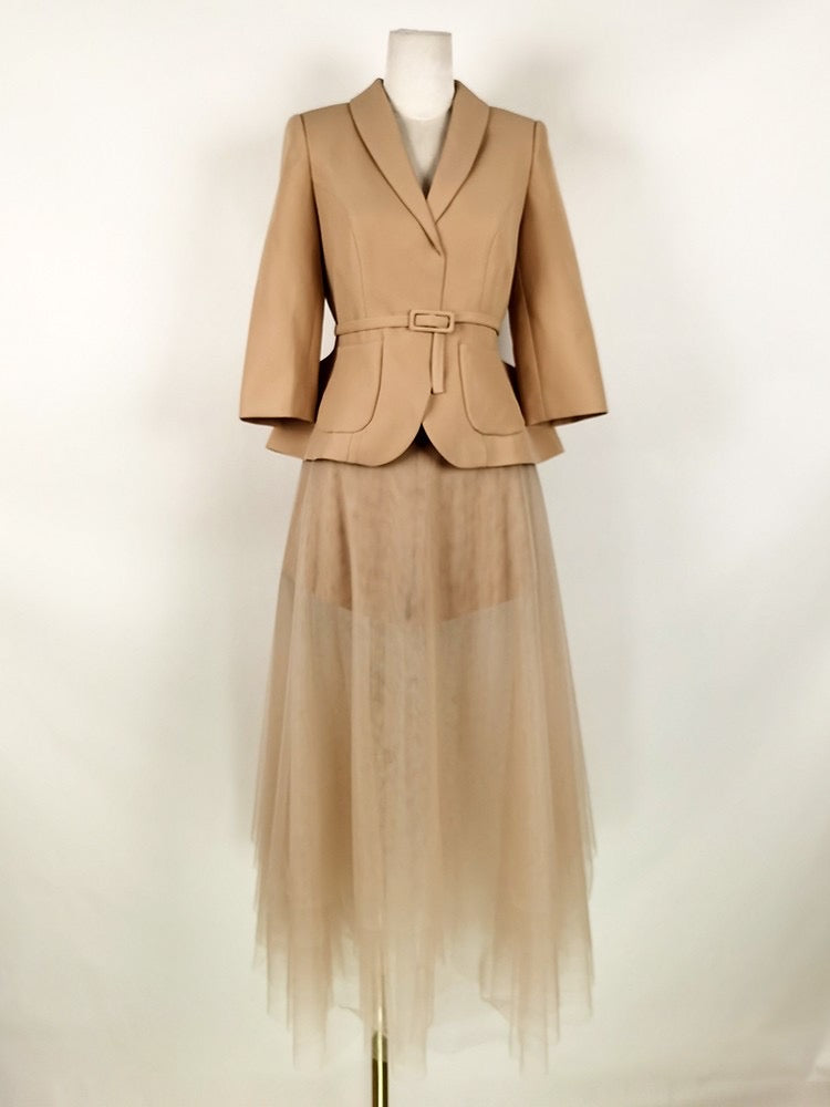 Apricot Layered Dress Set for Women - Elegant Flowy Summer Outfit for Beach, Party & Casual Wear