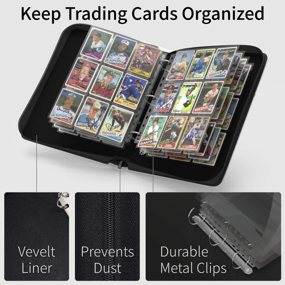 Rayvol 9-Pocket Baseball Card Binder - Holds 720 Trading Cards with 40 Pages, 3 D-Ring TCG Collection Album - Perfect for Pokemon, MTG, Sports Card Storage & Display