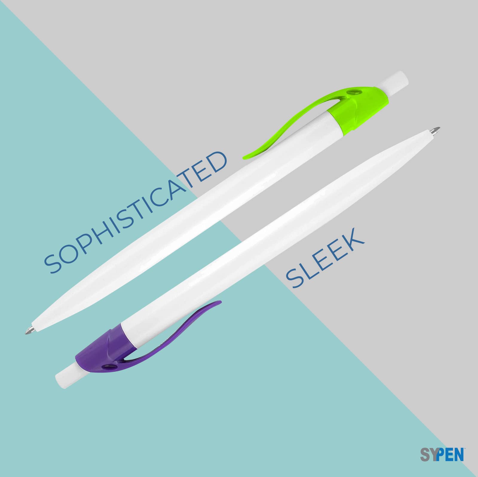 Custom Printed Ballpoint Click Pens with Logo - 500 Pack Bulk for Business, Events & Promotions - Personalized Light Blue Trim Pens with Black Ink - Perfect for Corporate Gifts, Trade Shows & Branding