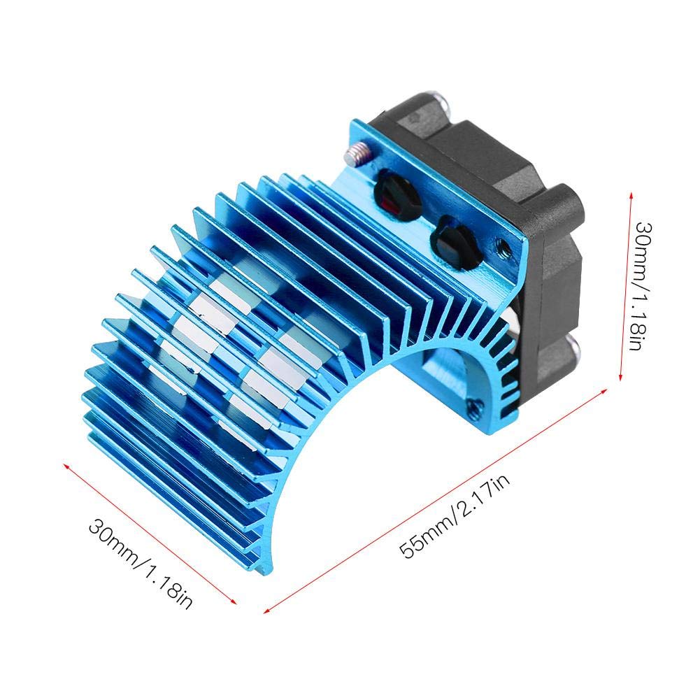 Dilwe RC Motor Heat Sink & Fan for 1/10 RC Cars - 540/550 Motor Cooling - Blue