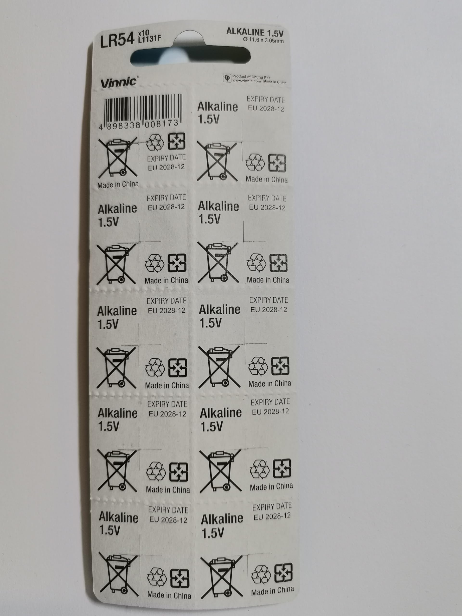 20 Pack VINNIC 1131F LR54 AG10 1.5V Alkaline Watch Batteries - Mercury-Free, Long-Lasting Power for Watches, Calculators, Toys & Medical Devices (2025 New)