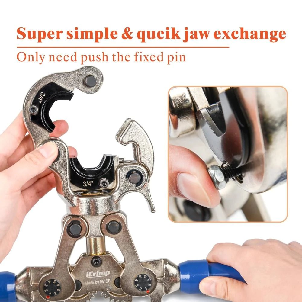 Professional Copper Pipe Press Tool Kit for ZOOMLOCK Refrigerant & HVAC Fittings - 7 Interchangeable Jaw Sizes (1/4