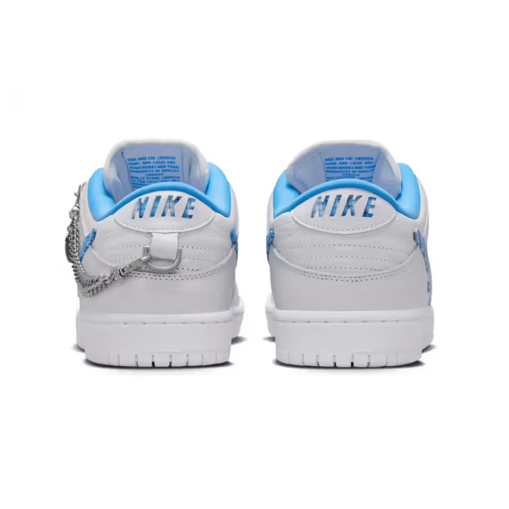 Nike SB Dunk Low Pro Sneakers in White, University Blue, Midnight Navy & Pure Platinum - Perfect for Skateboarding, Casual Wear & Street Fashion