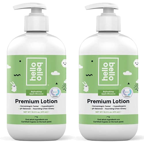Hello Bello Baby Lotion for Sensitive Skin - Fragrance Free & Hypoallergenic (Apple Scented, 32 fl oz) - Gentle Moisturizer for Newborns & Toddlers - Perfect for Daily Use & After Bath Care