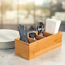 Premium Bamboo Cutlery Box - Eco-Friendly Wooden Utensil Holder for Kitchen, Dining, and Travel - Perfect for Home, Office, and Camping Use