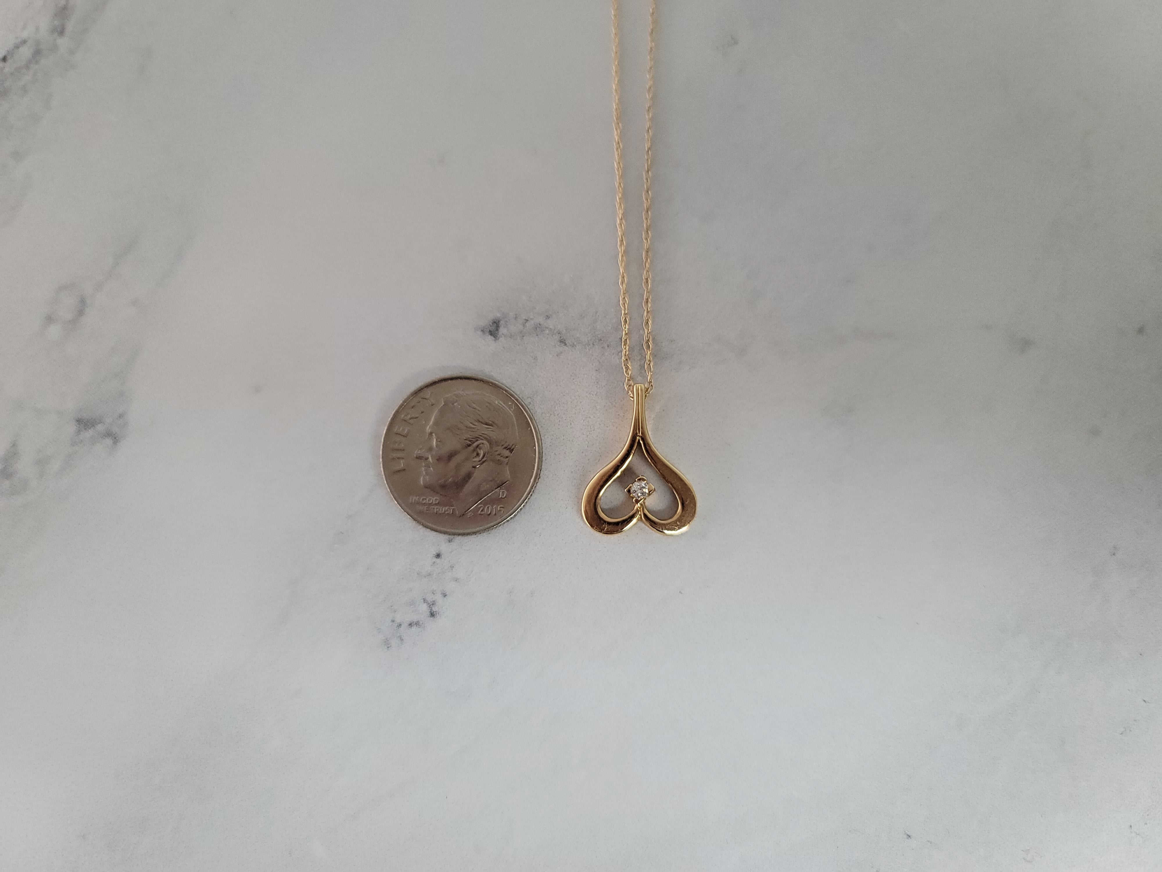 Elegant Upside Down Heart Pendant Necklace with Genuine Diamond Center - Perfect for Valentine's Day Gifts & Romantic Date Nights