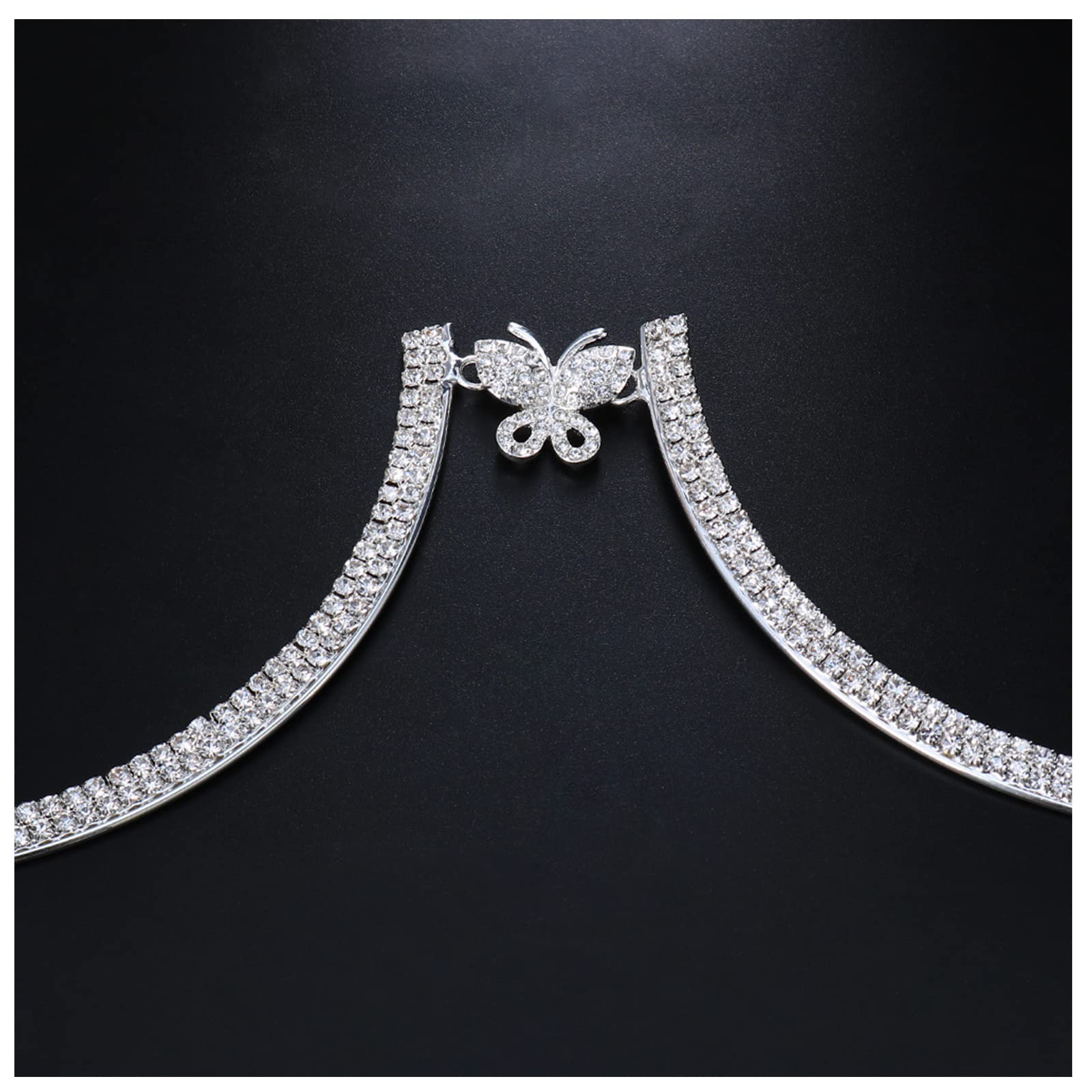 Sparkling Rhinestone Bra Chain - Elegant Crystal Body Jewelry with Butterfly Design for Women | Perfect for Bikini, Beach Parties & Festival Accessories