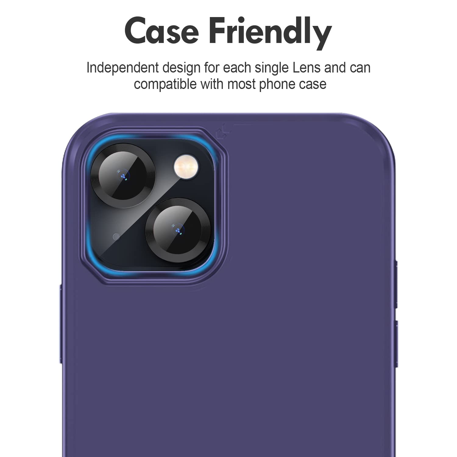 Xfilm 9H Hardness Tempered Glass Camera Lens Protector for iPhone 14 & iPhone 14 Plus - Anti-Scratch, Strong Adsorption, Case Friendly with Metal Ring Cover (Black) - Perfect for Outdoor Photography, Travel & Daily Protection