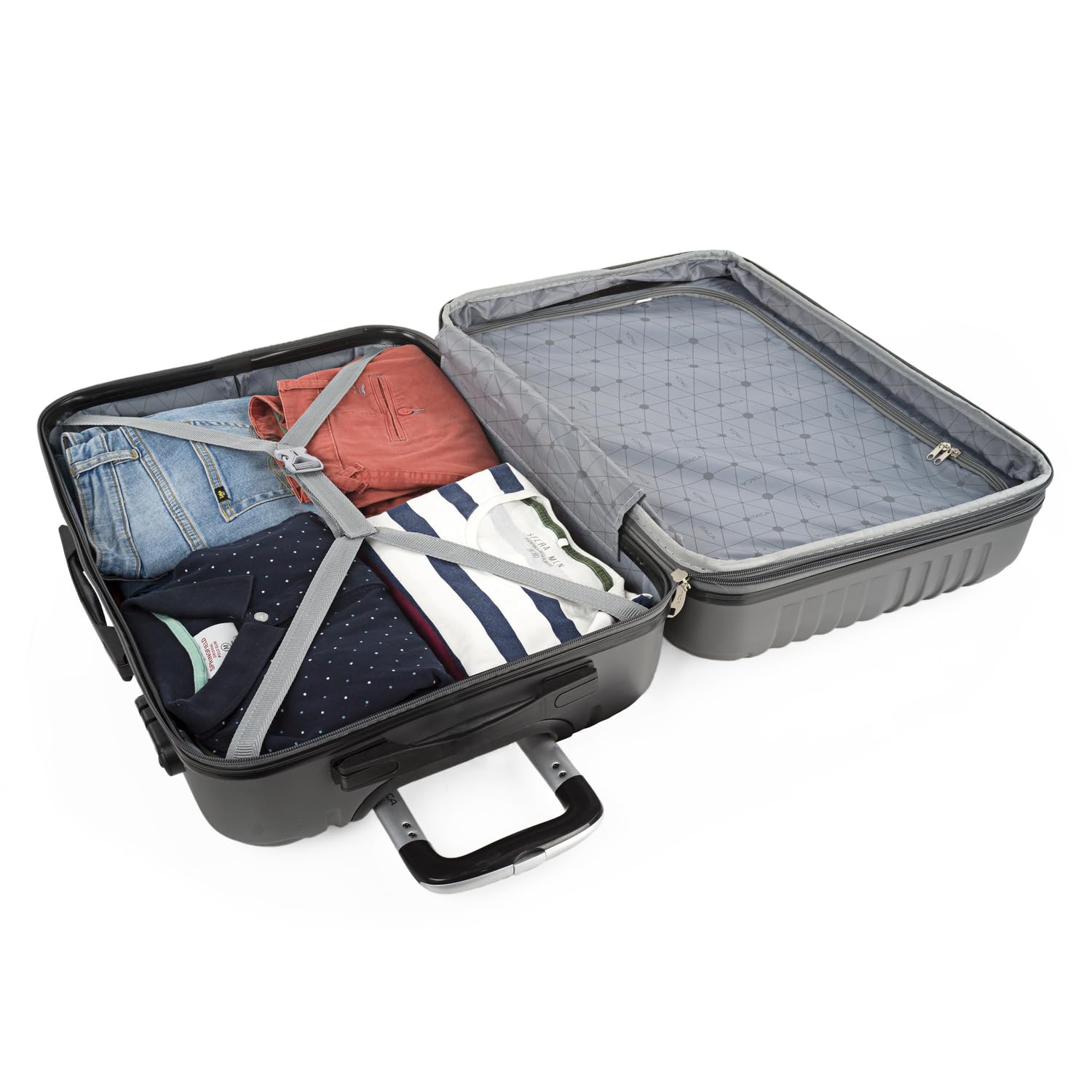 ITACA 76cm Anthracite Hardshell Suitcase - Lightweight, Durable Luggage for Travel, Business Trips & Vacations