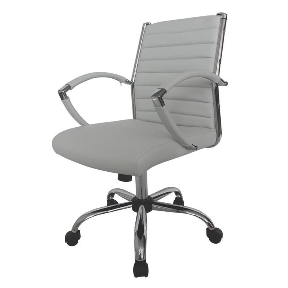 Furniture of America Damse White Faux Leather Adjustable Office Chair - Ergonomic Home & Small Space Workstation