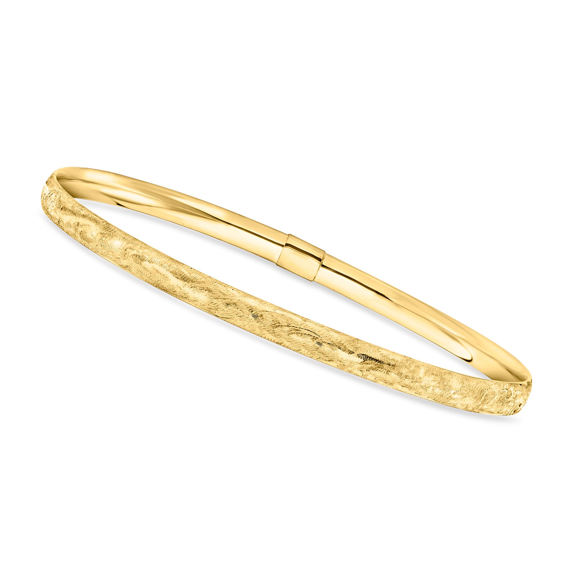 Canaria Italian 10kt Yellow Gold Brushed Bangle Bracelet - 8 Inch Adjustable Women's Jewelry for Wedding, Party & Everyday Wear