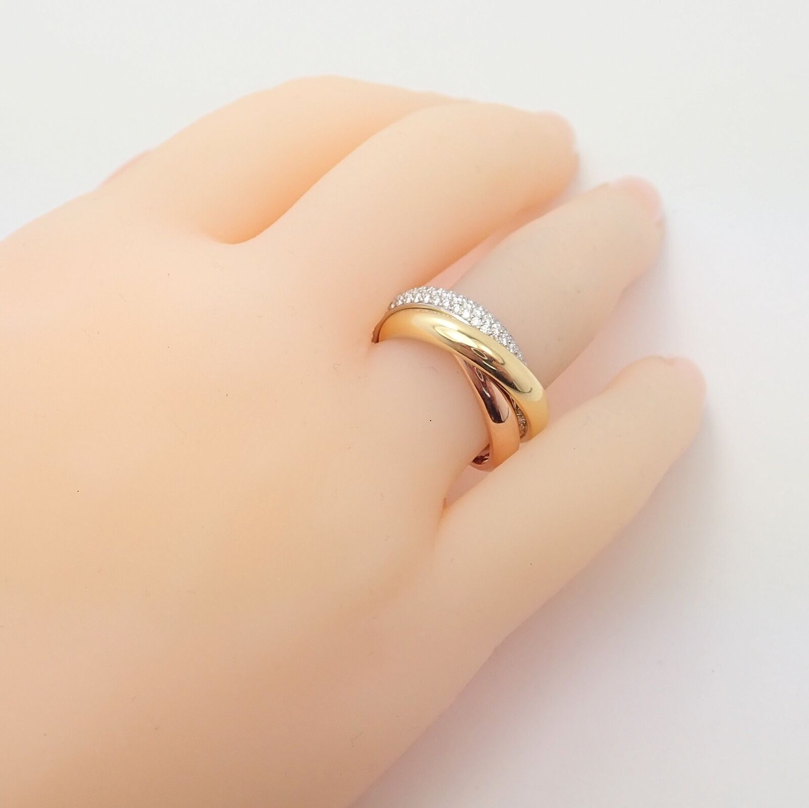 Authentic Cartier Trinity Classic Diamond 18k White Yellow Rose Gold Tri-Color Band Ring - Luxury Wedding, Anniversary & Gift Jewelry for Women