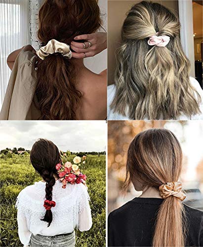 FAMEZA 9 Pack Satin Hair Scrunchies for Women - No Crease Elastic Hair Ties, Soft Silk Ponytail Holders, Gentle No Damage Hair Bands (9-Piece Set, Multi-Color) - Perfect for Workouts, Office, Sleep & Everyday Styling