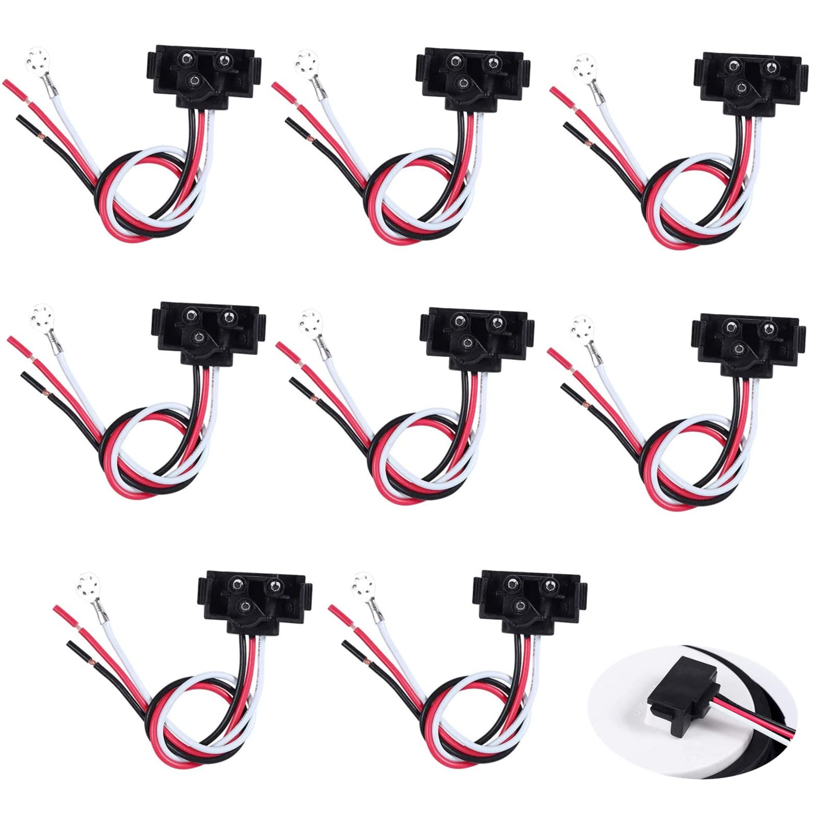 8PCS Right Angle 3 Prong Pigtail Wire Plug Connector - PL3 Plug for 4