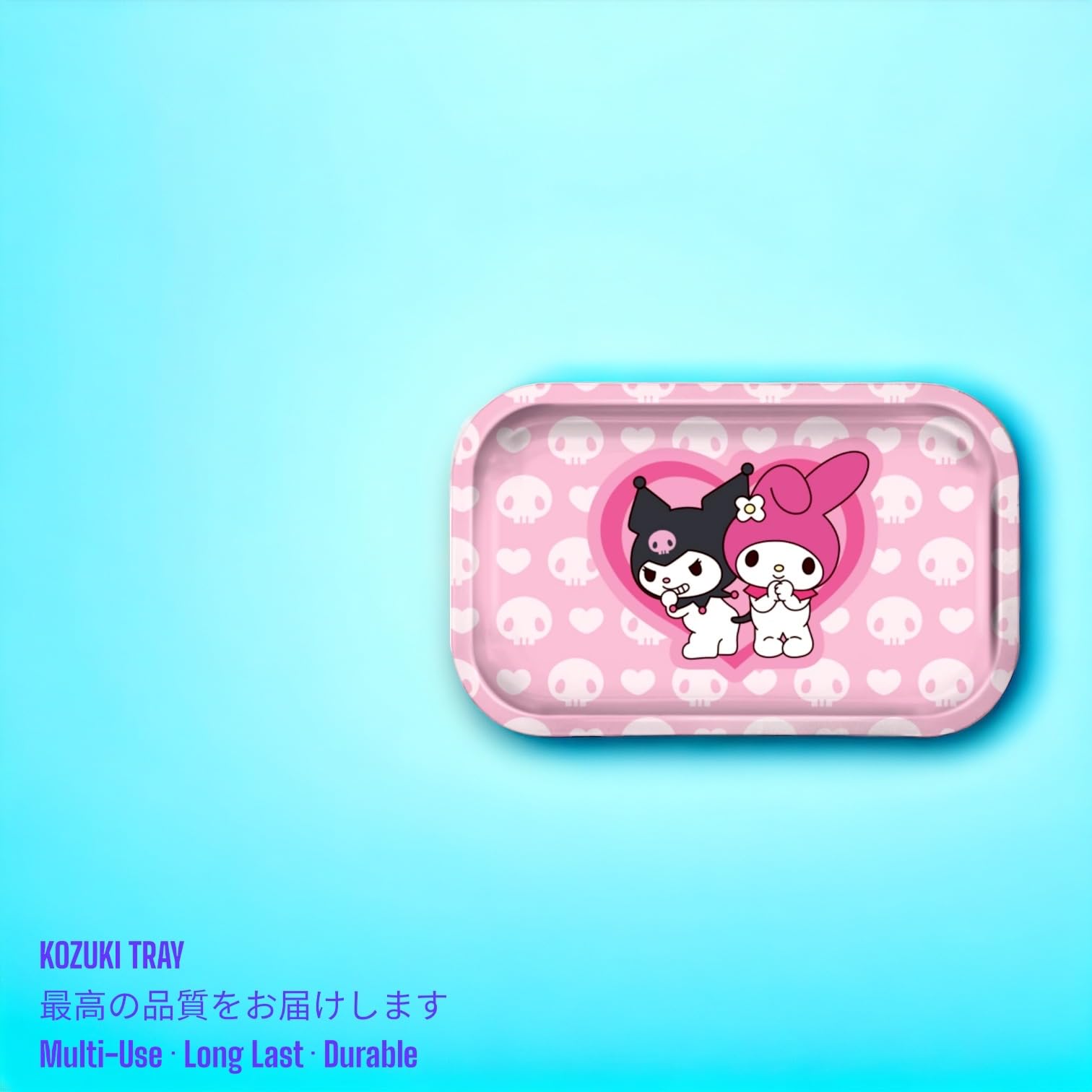 KOZUKI Pink Anime Rolling Tray 11x7 Inches - Premium Metal Ash Tray & Decorative Serving Tray for Home, Gifts, and Anime Lovers | Perfect for Smoking Accessories, Jewelry Display, and Party Serving (BFF Collection) KKTRAY03