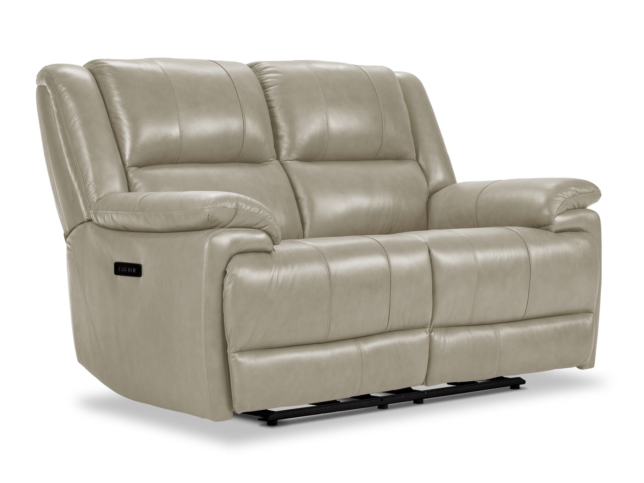 Allie Leather Dual Power Reclining Loveseat - Soft Grey - Modern Living Room Furniture for Small Spaces - Perfect for Movie Nights & Relaxation
